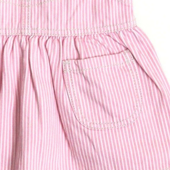 OshKosh Overall Dress Vetbak Pink & White Stripe Bibs B'Gosh Cottagecore Kids - Picture 8 of 10